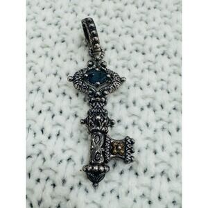 Barbara Bixby 925 18K Sterling Key Enhancer Pendant Blue Stone